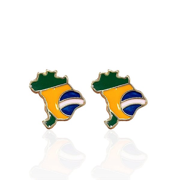 Brinco Folheado ouro 18k Mapa do Brasil