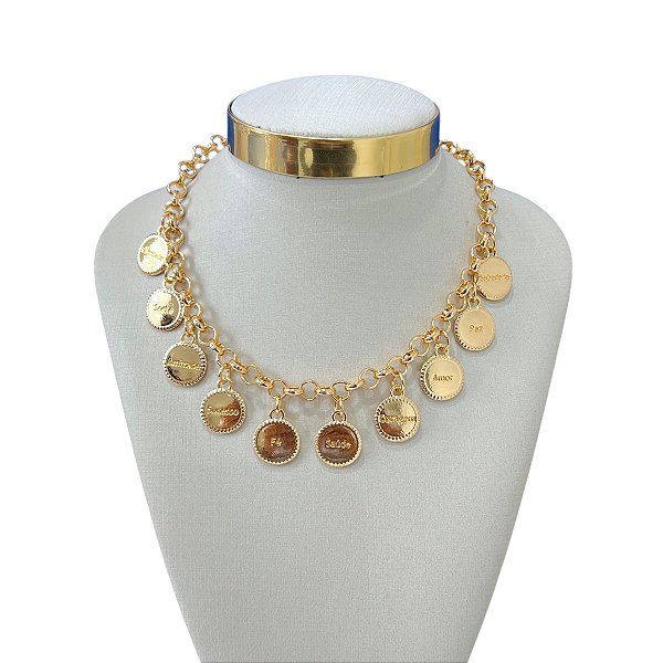 Colar Folheado Ouro 18k e Prata 925 Dizeres