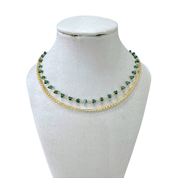 Choker Dupla Folheada Prata 925 Riviera Cristais