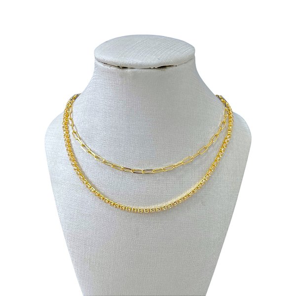 Choker Dupla Folheada Ouro 18k Riviera Elos