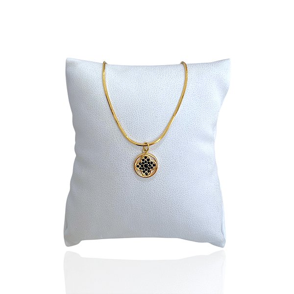 Pulseira Folheada Ouro 18k Laminada Redondo Trevo Cravejado