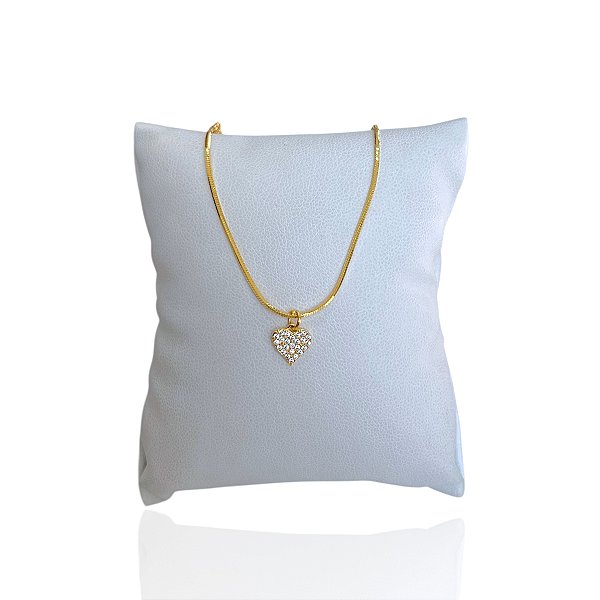 Pulseira Folheada Ouro 18k Laminada Coração Cravejado