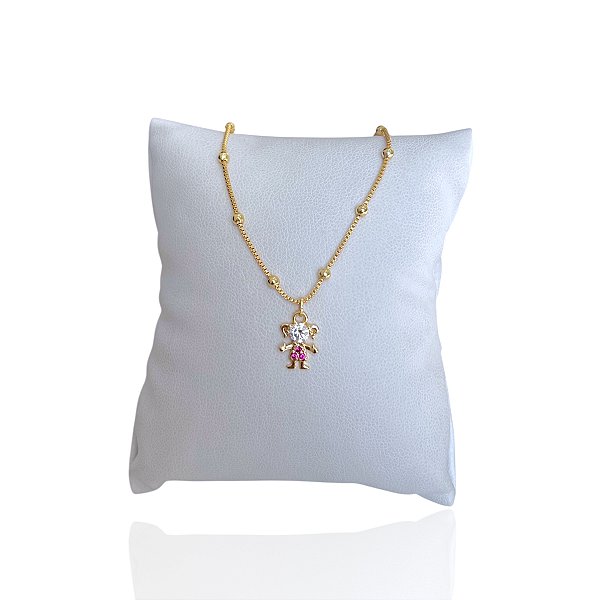 Pulseira Folheada Ouro 18k e Prata 925 Bolinhas Filho Cravejado