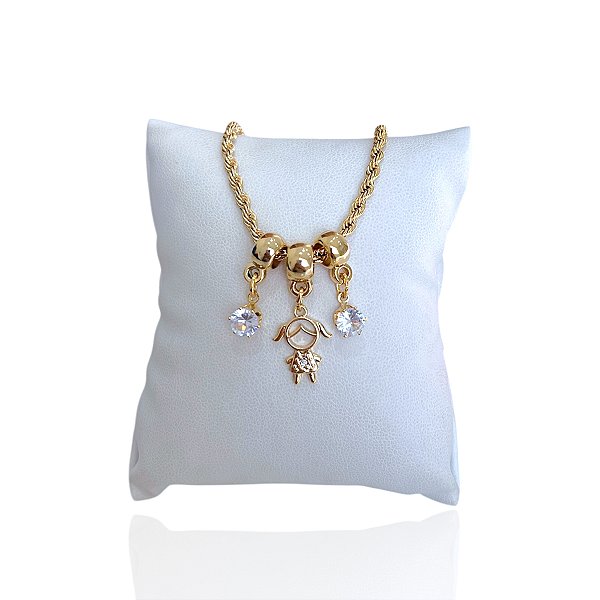 Pulseira Folheada Ouro 18k Cordão Baiano Filho Ponto de Luz