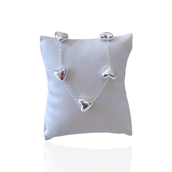 Pulseira Folheada Prata 925 Corações