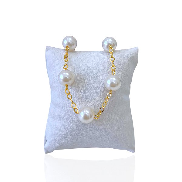Pulseira Folheada Ouro 18k Bolinhas Pérolas