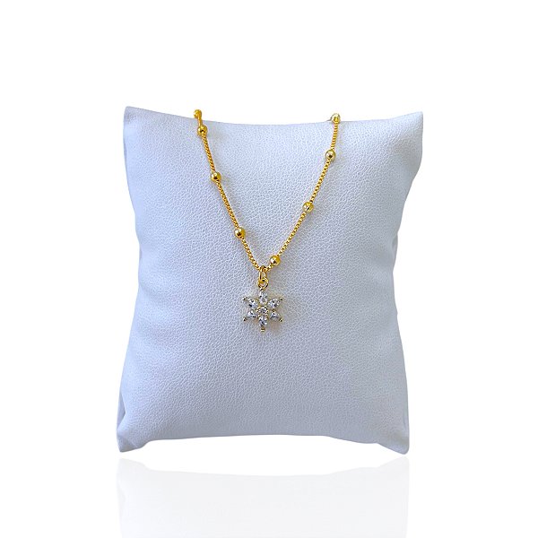 Pulseira Folheada Ouro 18k Bolinhas Flor Cravejada