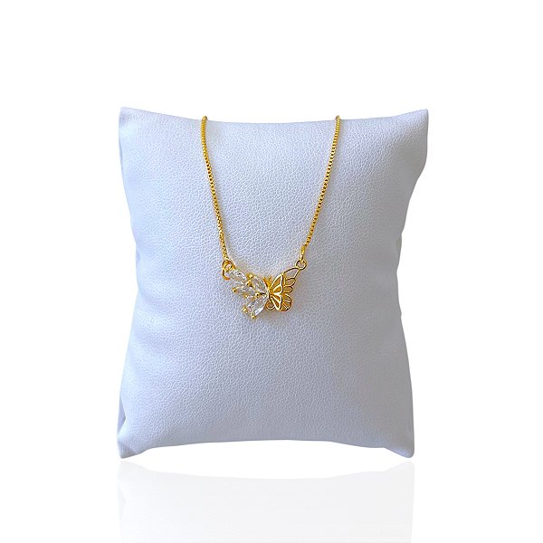 Pulseira Folheada Ouro 18k Laminada Borboleta Cravejada