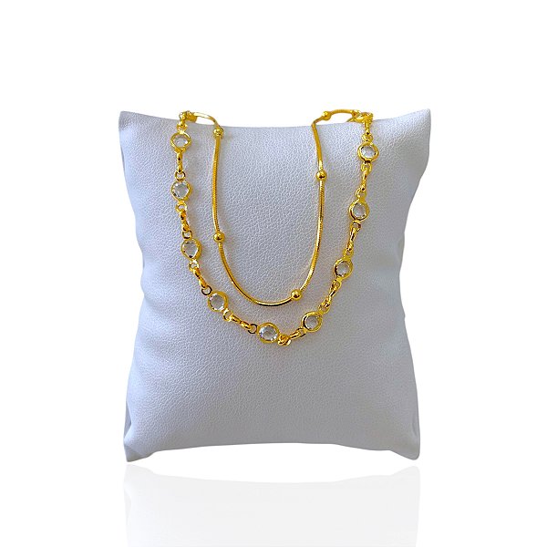 Pulseira Folheada Ouro 18k Dupla Bolinhas Ponto De Luz