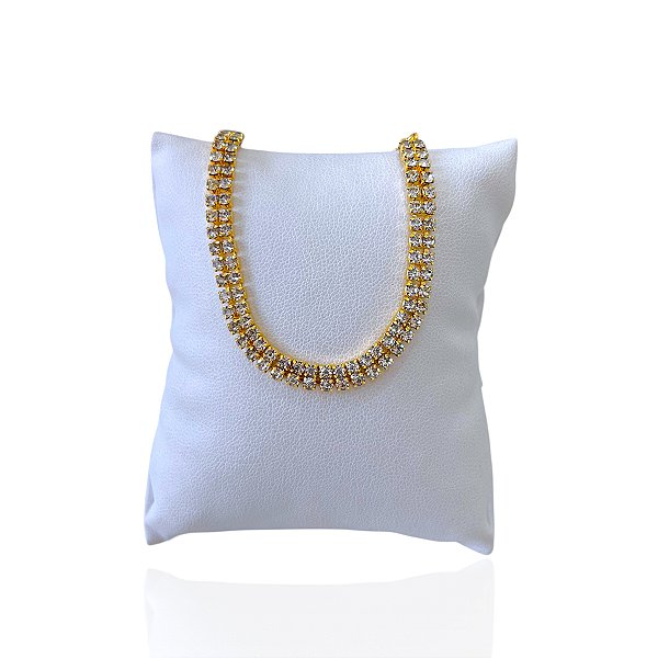 Pulseira Folheada Ouro 18k e Prata 925 Dupla Riviera