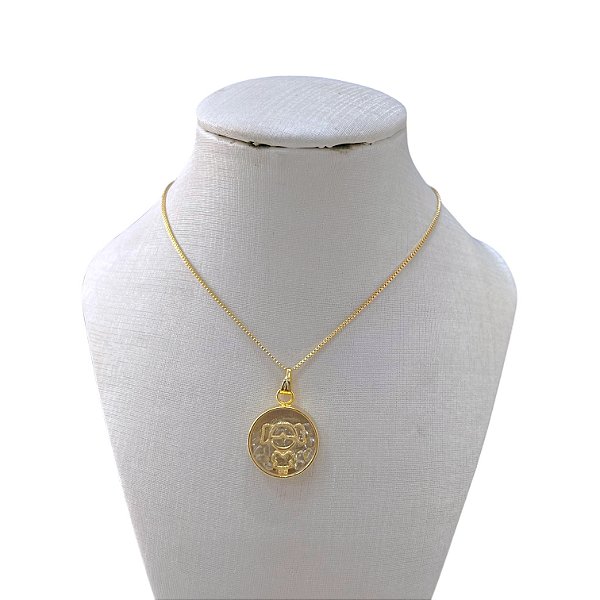 Colar Folheada Ouro 18k e Prata 925 Cápsula Cristal Filho