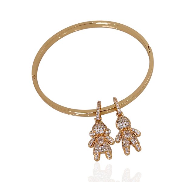 Bracelete Folheado Ouro 18k e Prata 925 Filhos Cravejado Personalizado