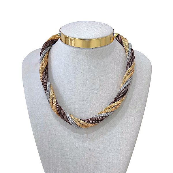 Colar Bijuteria Malha Torcida