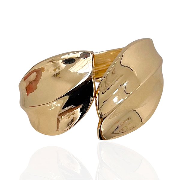 Bracelete Folheado Ouro 18k Abaulado Folhas