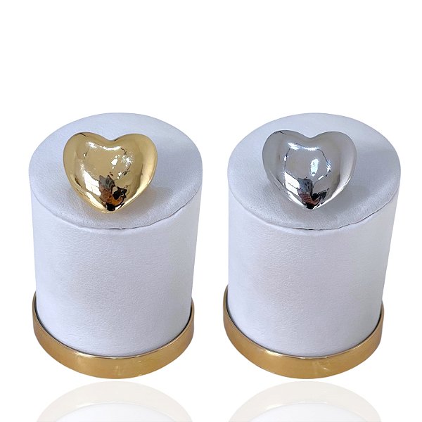 Anel Numeração Bijuteria Dourado e Prata Coração Abaolado