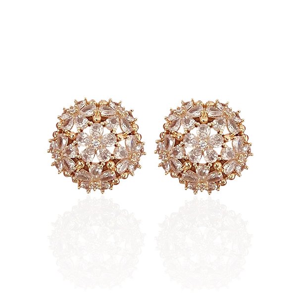 Brinco Folheado Ouro 18k e Prata 925 Mandala Flor Cravejada