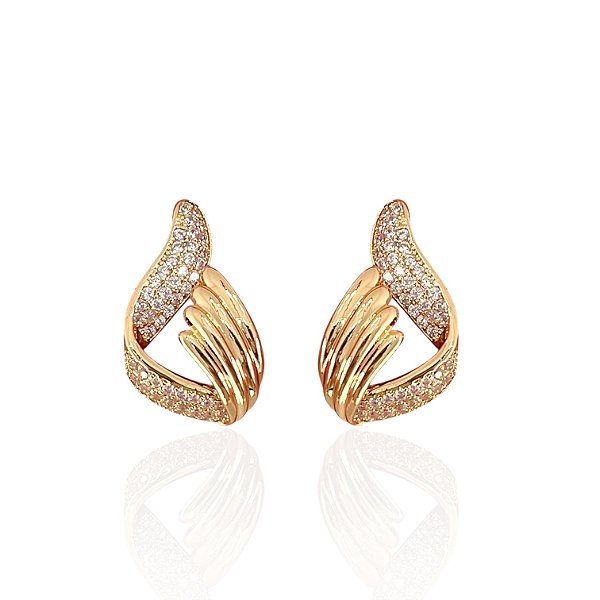 Brinco Folheado Ouro 18k e Prata 925 Gota Tiras Cravejada