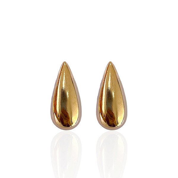 Brinco Folheado Ouro 18k Gota Comprida