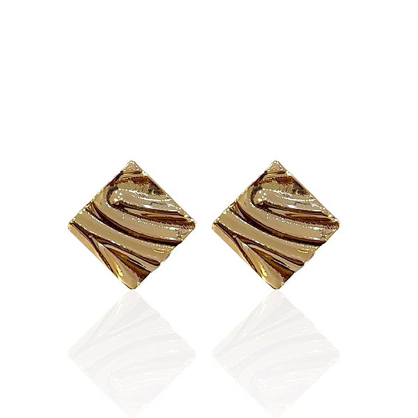 Brinco Folheado Ouro 18k Triangulo Trabalhado