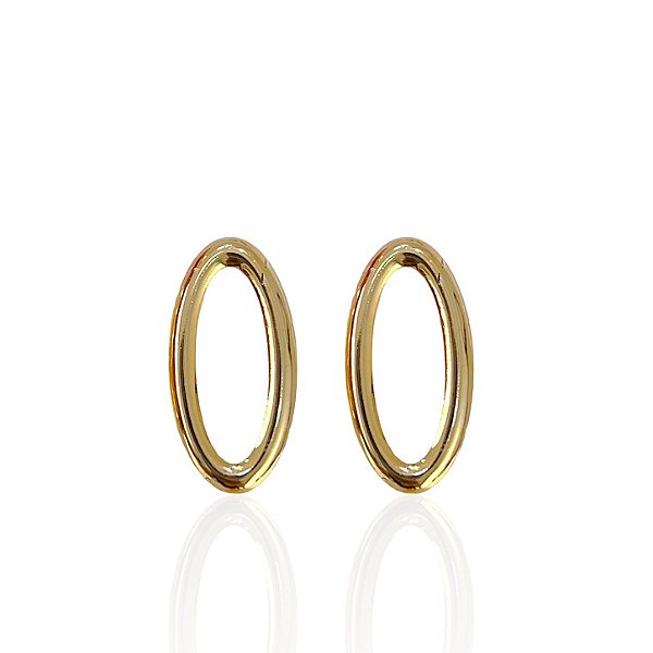 Brinco Folheado Ouro 18k Oval Vazado