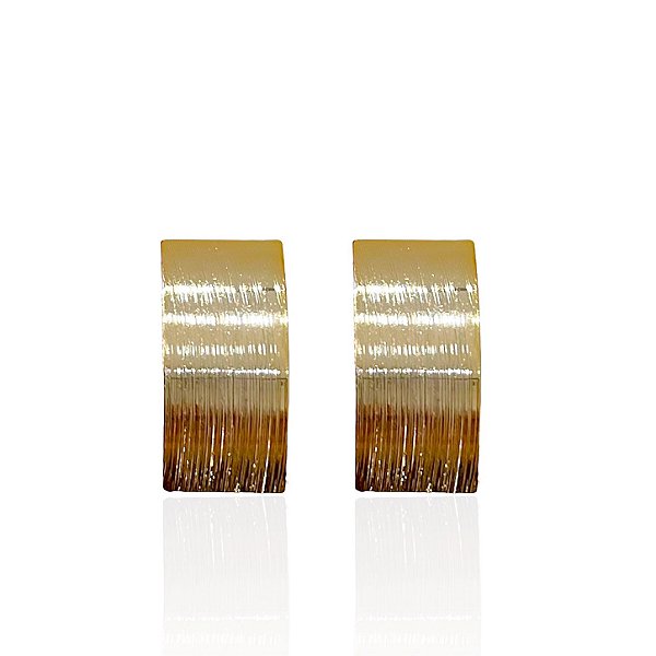 Brinco Folheado Ouro 18k Quadrado Chapeado Trabalhado