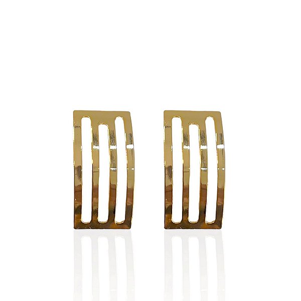 Brinco Folheado Ouro 18k Quadrado Vazado Liso