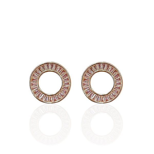 Brinco Folheado Ouro 18k e Prata 925 Mandala Vazada Cravejada