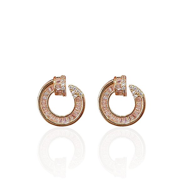Brinco Folheado Ouro 18k e Prata 925 Prego Cravejado
