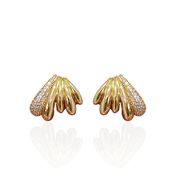 Brinco Folheado Ouro 18k e Prata 925 Garra Cravejada