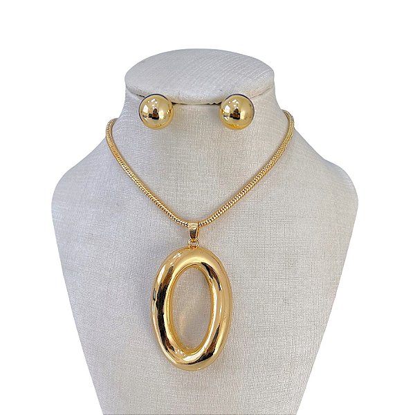 Conjunto Folheado Ouro 18k e Prata 925 Orgânico Vazado Malha