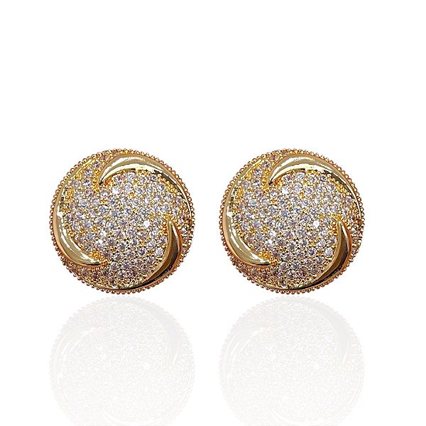Brinco Folheado Ouro 18k e Prata 925 Mandala Cravejada