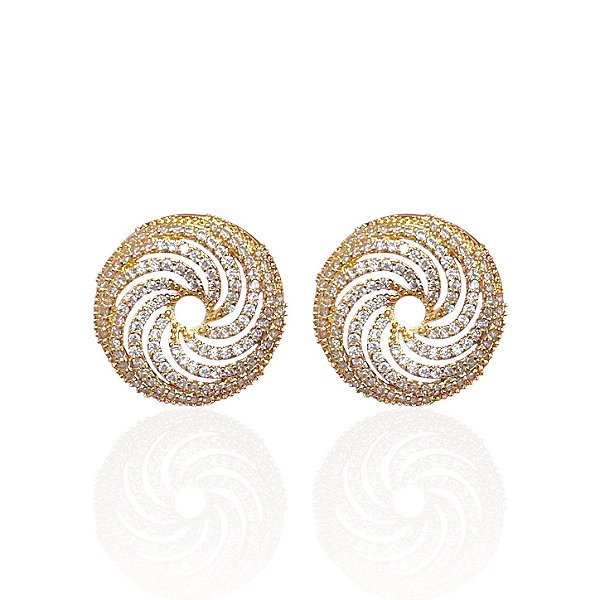 Brinco Folheado Ouro 18k e Prata 925 Mandala Cravejada