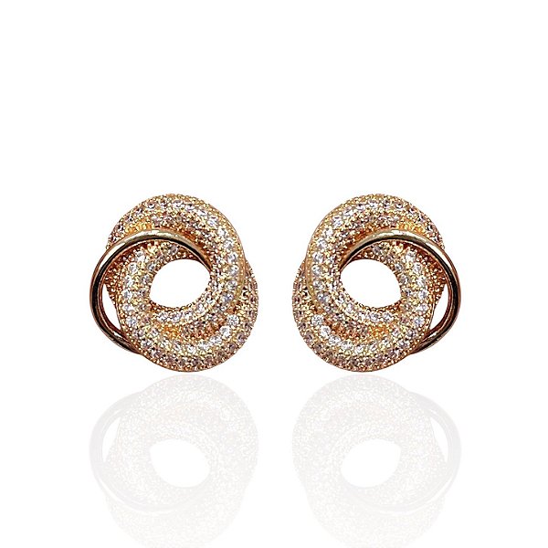 Brinco Folheado Ouro 18k e Prata 925 Mandala Cravejada