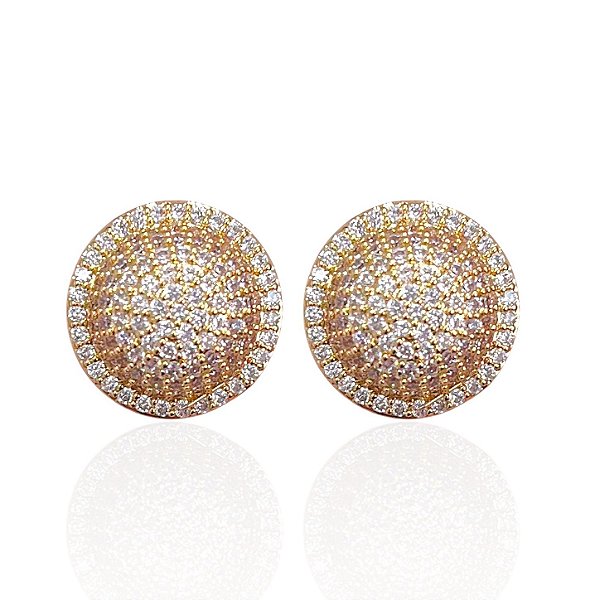 Brinco Folheado Ouro 18k e Prata 925 Mandala Cravejada