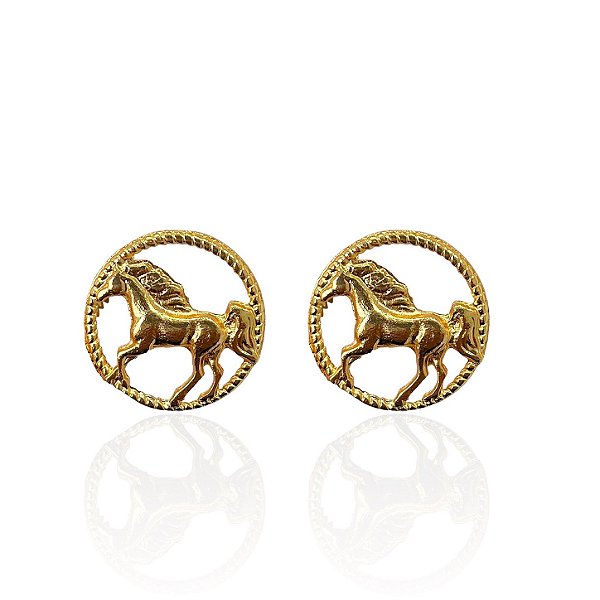 Brinco Folheado Ouro 18k Mandala Cavalo