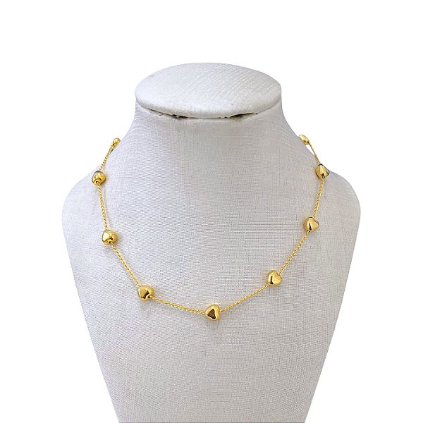Choker Folheada Ouro 18k Coração