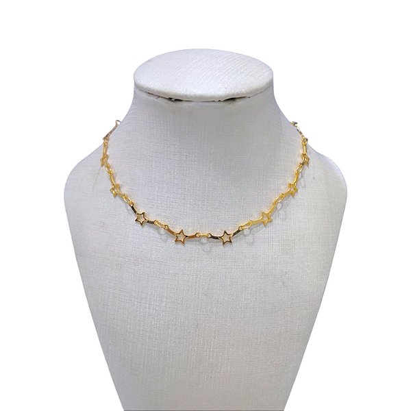 Choker Folheada Ouro 18k Estrelas