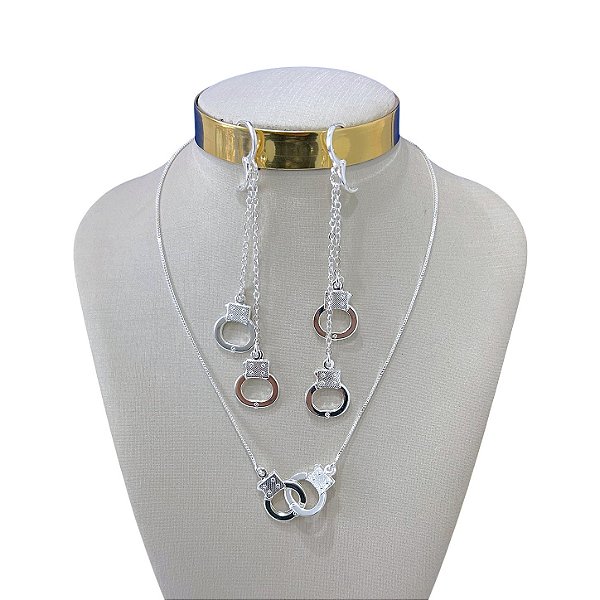 Conjunto Folheado Ouro 18k e Prata 925 Algemas