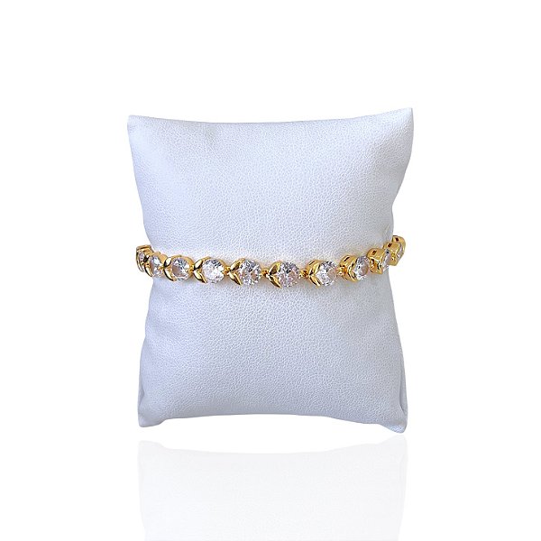 Pulseira Folheada Ouro 18k e Prata 925 Inspired Flor Pedraria