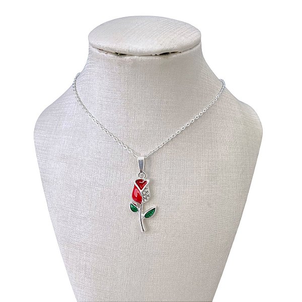 Colar Folheado Prata 925 Flor Resinada Strass