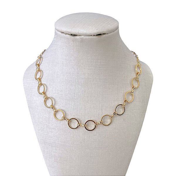 Choker Folheada Ouro 18k Elos Redondo