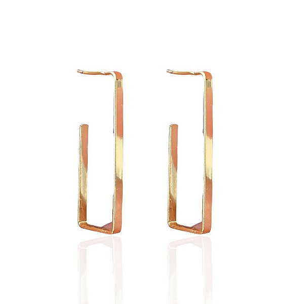 Brinco Folheado Ouro 18k Argola Quadrada