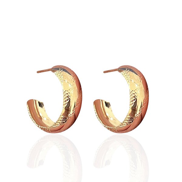 Brinco Folheado Ouro 18k Argola Trabalhada