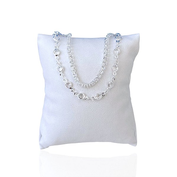 Pulseira Folheada Prata 925 Dupla Riviera cristais