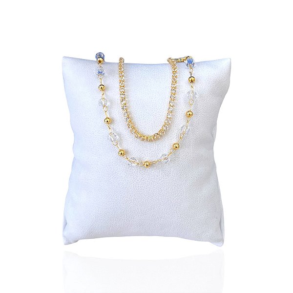 Pulseira Folheada Ouro 18k Dupla Riviera Bolinhas Cristais