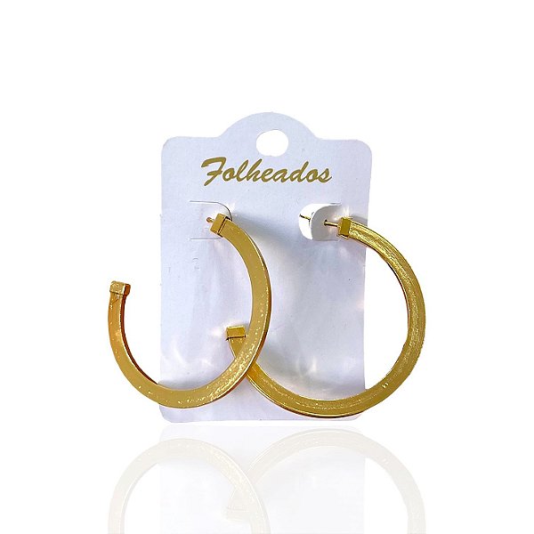 Brinco Folheado Ouro 18k e Prata 925 Argola Laminada Lisa