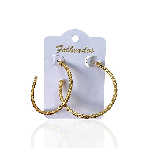 Brinco Folheado Ouro 18k e Prata 925 Argola Torcida