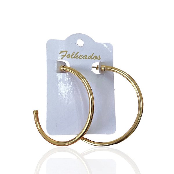 Brinco Folheado Ouro 18k e Prata 925 Argola Lisa