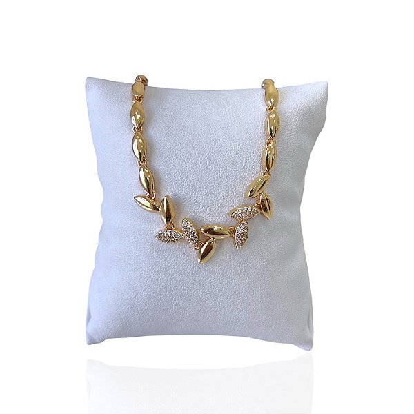 Pulseira Folheada Ouro 18k e Prata 925 Ramo Cravejado