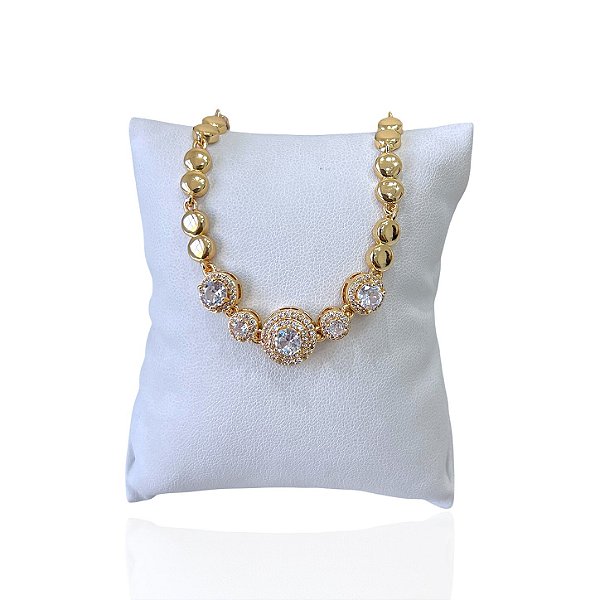 Pulseira Folheada Ouro 18k e Prata 925 Redonda Cravejada